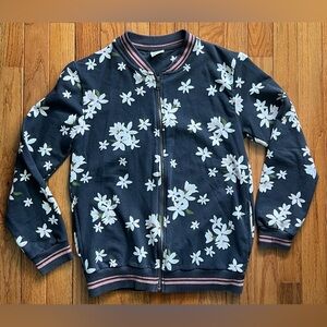 Zara Kids bomber jacket zip up, soft fleece inside girls 11/12, gray w/ lowers